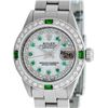 Rolex Ladies Stainless Steel MOP Emerald & Diamond Datejust Wristwatch