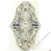 Image 4 : Art Deco Platinum 1.20 ctw Old European Diamond Long Filigree Dinner Ring