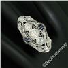 Image 5 : Art Deco Platinum 1.20 ctw Old European Diamond Long Filigree Dinner Ring