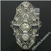 Image 6 : Art Deco Platinum 1.20 ctw Old European Diamond Long Filigree Dinner Ring