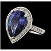 Image 1 : 6.87 ctw Tanzanite and Diamond Ring - 14KT White Gold