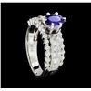 Image 4 : 0.97 ctw Blue Sapphire And Diamond Ring - 14KT White Gold