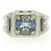 Image 1 : Antique Art Deco 18kt White Gold 1.25 ctw Aquamarine and Diamond Ring