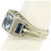Image 3 : Antique Art Deco 18kt White Gold 1.25 ctw Aquamarine and Diamond Ring