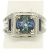 Image 4 : Antique Art Deco 18kt White Gold 1.25 ctw Aquamarine and Diamond Ring