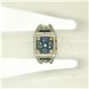 Image 8 : Antique Art Deco 18kt White Gold 1.25 ctw Aquamarine and Diamond Ring