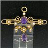Image 3 : Victorian 15kt Yellow Gold Old Cut Amethyst and Seed Pearl Brooch or Pendant