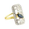 Image 1 : 1.46 ctw Marquise Brilliant Blue Sapphire And Diamond Ring - 14KT Yellow And Whi