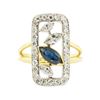 Image 2 : 1.46 ctw Marquise Brilliant Blue Sapphire And Diamond Ring - 14KT Yellow And Whi