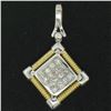 18kt White and Yellow Gold 1.12 ctw Invisible Set Princess Cut Diamond Pendant