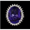 Image 2 : 14.35 ctw Tanzanite and Diamond Ring - 14KT White Gold