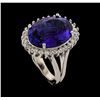 Image 4 : 14.35 ctw Tanzanite and Diamond Ring - 14KT White Gold