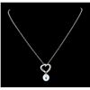 Image 1 : Pearl and Diamond Pendant With Chain - 14KT White Gold