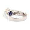 Image 3 : 1.60 ctw Blue Sapphire And Diamond Ring - 14KT White Gold