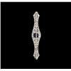 Image 2 : 1.58 ctw Sapphire and Diamond Pin - 18KT White Gold