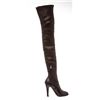 Image 6 : Chanel Black Leather Thigh-High Pearl Heel Boots Heels 38.5