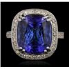 Image 1 : 14KT White Gold 17.22 ctw GIA Cert Tanzanite and Diamond Ring