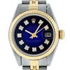 Image 1 : Rolex Ladies 2 Tone Yellow Gold Blue Vignette Diamond 26MM Datejust Wristwatch
