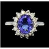 Image 2 : 3.02 ctw Tanzanite and Diamond Ring - 14KT White Gold