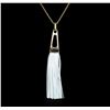 Image 2 : Leather Tassel Chain Necklace - Gold Plated
