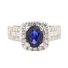 Image 2 : 2.79 ctw Blue Sapphire And Diamond Ring - 14KT White Gold