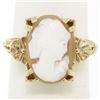 Image 1 : Vintage 14kt Yellow Gold Carved Shell Cameo Floral Ring