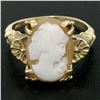 Image 3 : Vintage 14kt Yellow Gold Carved Shell Cameo Floral Ring