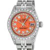 Image 1 : Rolex Ladies Stainless Steel Quickset Orange String Diamond Lugs Datejust Wristw