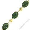 Image 4 : Vintage 14kt Yellow Gold Carved Oval Jade Bird and Etched Flower Link Bracelet