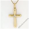 Image 2 : Italian 18kt Yellow Gold Round Diamond Polished Cross Pendant Necklace