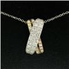 NEW 18k Tri-Color Gold X Pendant w/ 2.18 ctw F VS Pave Round Brilliant Diamonds