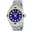 Image 2 : Rolex Ladies Stainless Steel Blue Vignette Diamond & Sapphire Datejust Wristwatc