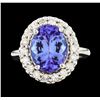 Image 2 : 3.96 ctw Tanzanite and Diamond Ring - 14KT White Gold