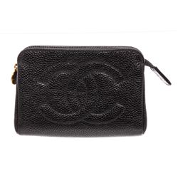 Chanel Vintage Black Caviar Leather Timeless Pouch