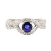 Image 2 : 1.43 ctw Blue Sapphire And Diamond Ring - 18KT White Gold