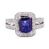 Image 2 : 2.97 ctw Blue Sapphire And Diamond Ring - 14KT White Gold