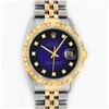 Image 1 : Rolex Mens 2 Tone 14K Blue Vignette String Pyramid Diamond Datejust Wristwatch