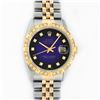 Image 2 : Rolex Mens 2 Tone 14K Blue Vignette String Pyramid Diamond Datejust Wristwatch