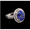 5.02 ctw Tanzanite and Diamond Ring - 14KT White Gold