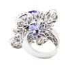 Image 3 : 15.49 ctw Tanzanite And Diamond Ring - 18KT White Gold