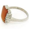 Image 6 : Antique 10K White Gold Carnelian Solitaire Ring w/ .22 ctw Round Diamond Accents