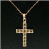 Image 6 : 14k Rose Gold 0.75 ctw Round Brilliant Diamond Petite Cross Pendant w/ 16" Chain