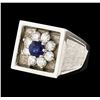 Image 1 : 1.71 ctw Sapphire and Diamond Ring - 14KT White Gold