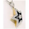 Image 3 : 18kt Gold 1.10 ctw Diamond Star Pendant Necklace with Blue and Gold Enamel