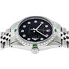 Image 3 : Rolex Mens Stainless Steel Black Diamond & Emerald Datejust Wristwatch