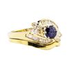 Image 1 : 1.44 ctw Blue Sapphire And Diamond Ring And Band - 14KT Yellow Gold