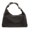 Image 3 : Gucci Black GG Canvas Leather Medium Horsebit Hobo Bag