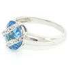 Image 6 : 14K White Gold 3.57 ctw Pave Diamond & Caged Checkerboard Oval Blue Topaz Ring