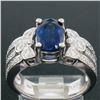 Image 6 : EGL 14k White Gold 2.78 Ctw Royal Blue Sapphire and Diamond Engagement Cocktail