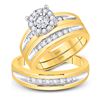 Image 1 : His Hers Round Diamond Solitaire Matching Wedding Set 5/8 Cttw 10kt Yellow Gold - REF-58Y9N